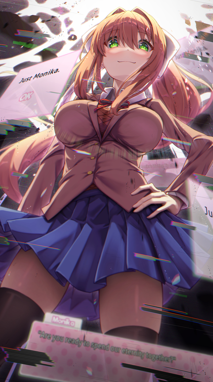 Monika #003 , Anime Art, Doki Doki Literature Club, Monika (Doki Doki), , , ,  