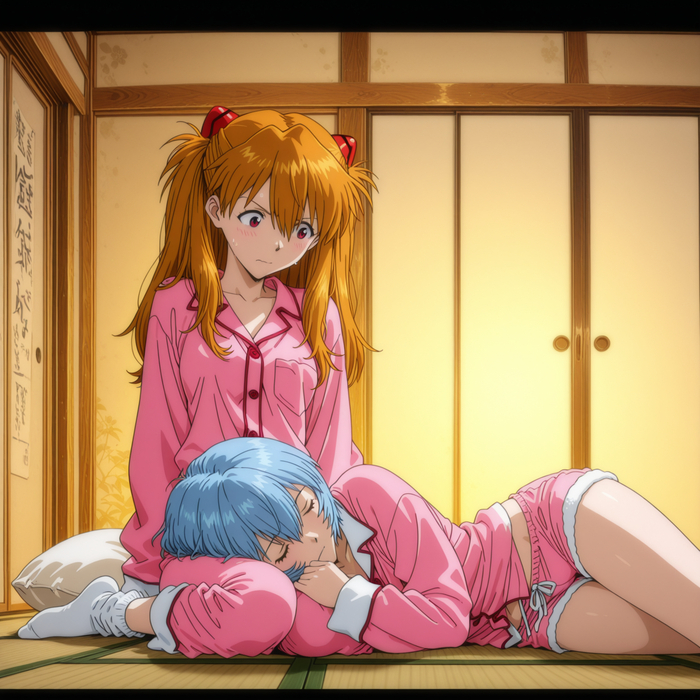    Evangelion, Asuka Langley, Rei Ayanami, Anime Art, ,  