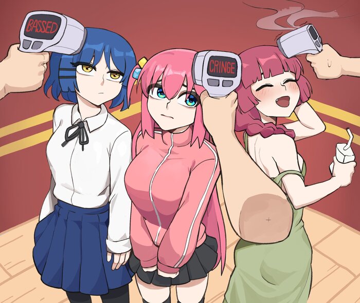 Pukdr , Anime Art, Bocchi the Rock!, Gotou Hitori, Hiroi Kikuri, Yamada Ryou