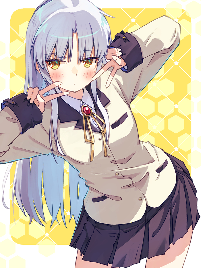 Double peace Anime Art, , Angel Beats!, Tachibana Kanade, , Pixiv,  