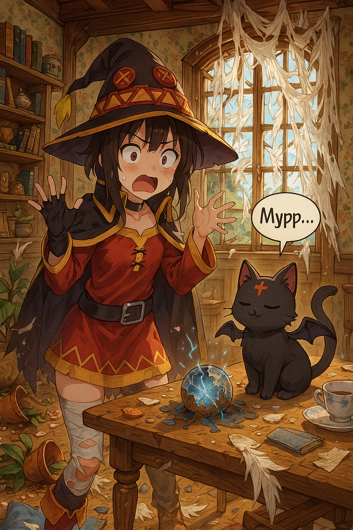     .  .  , Anime Art, Dall-e, Konosuba, Megumin, Chomusuke
