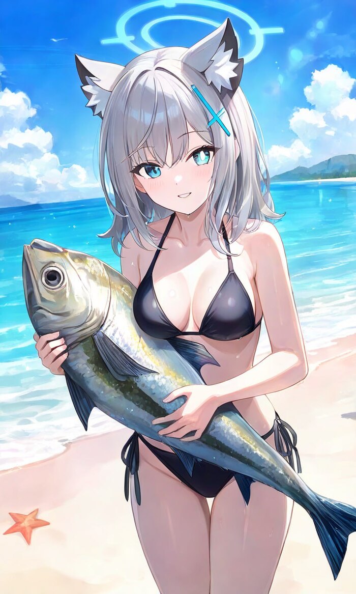   , Anime Art, , Blue Archive, Animal Ears, Sunaookami Shiroko