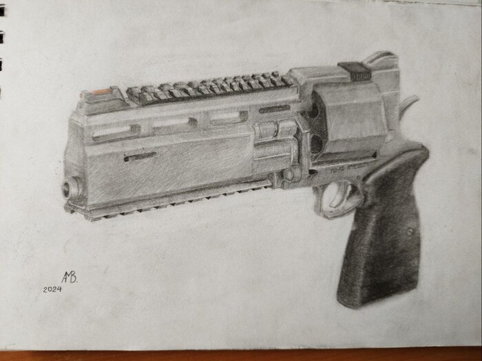 АШ-12 карандашом в скетчбуке. Вспоминала как штриховать и уметь донести информацию об объеме. Это тоже работа буквально на 1 вечер.