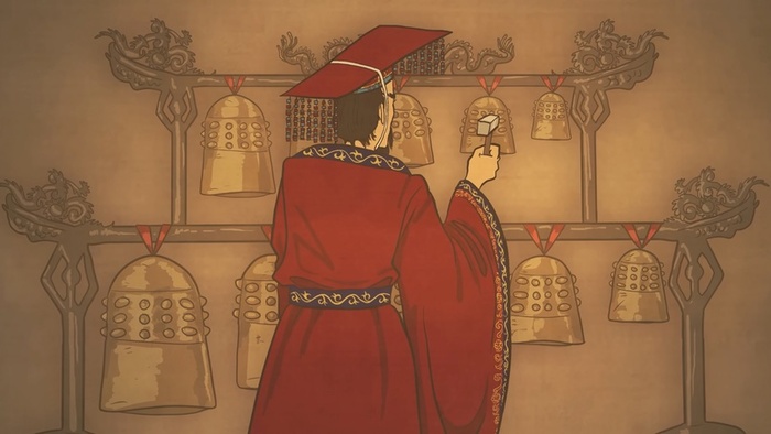 Император Шунь проверяет колокола в деревне…