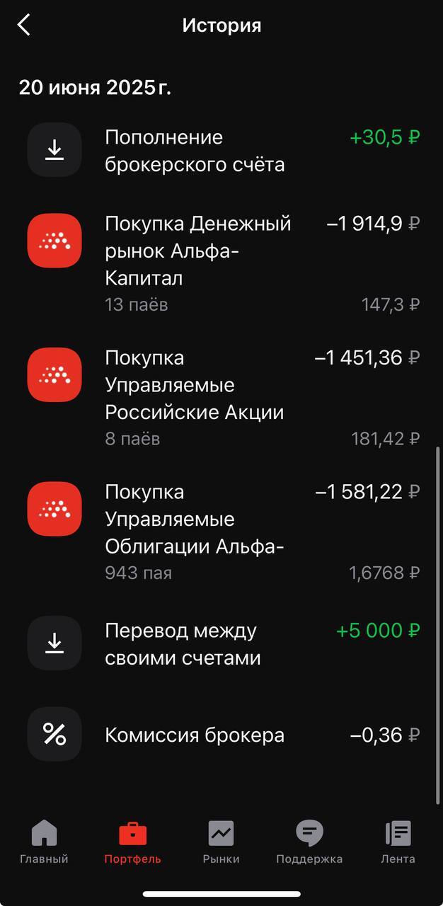 История счета