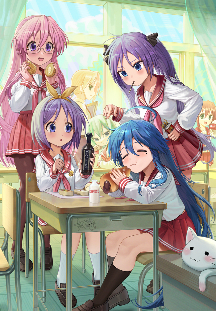  Anime Art, , Lucky Star, Konata Izumi, Hiiragi tsukasa, Hiiragi kagami, Miyuki Takara, , Pixiv
