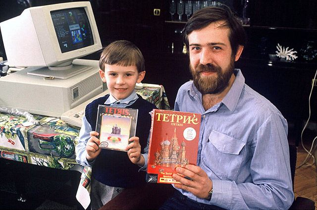 Алексей Пажитнов с сыном, 1989 год, Москва.