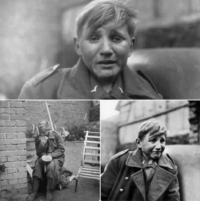 Пленный 16-летний немецкий солдат-зенитчик во время Второй мировой войны, 3 апреля 1945 года.
