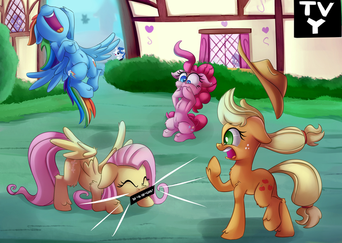    My Little Pony, Applejack, Rainbow Dash, Pinkie Pie, Fluttershy, ,  