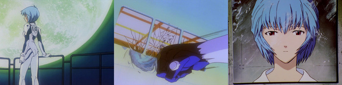 Рей II. Ева-00 пытается атаковать мостик с Рицко на нём. Рей III