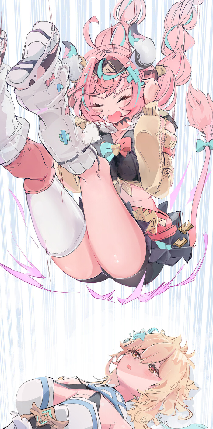 Buttality Genshin Impact, , Anime Art, Varesa, Lumine (Genshin Impact), , ,   