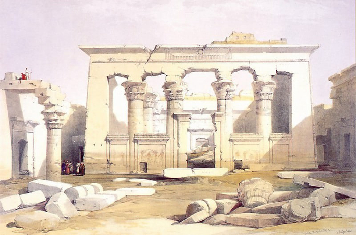 David Roberts. Portico of the Temple of Kalabashe.