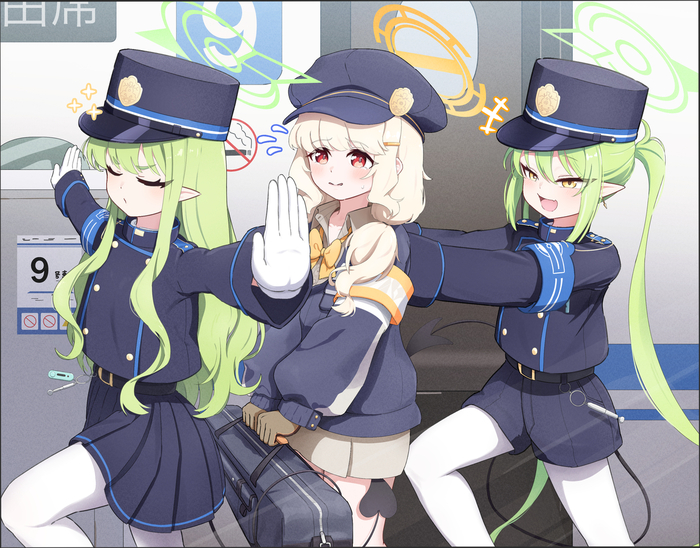   , Anime Art, Blue Archive, Tachibana Hikari, Utsumi Aoba, Tachibana Nozomi