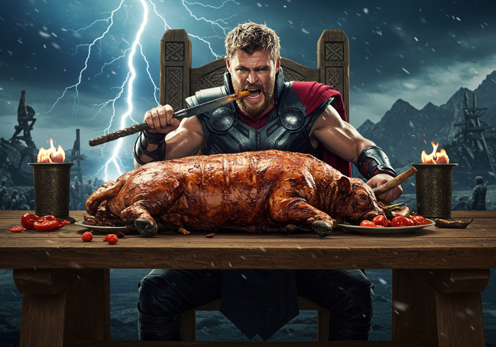 Бог Тор ест быка