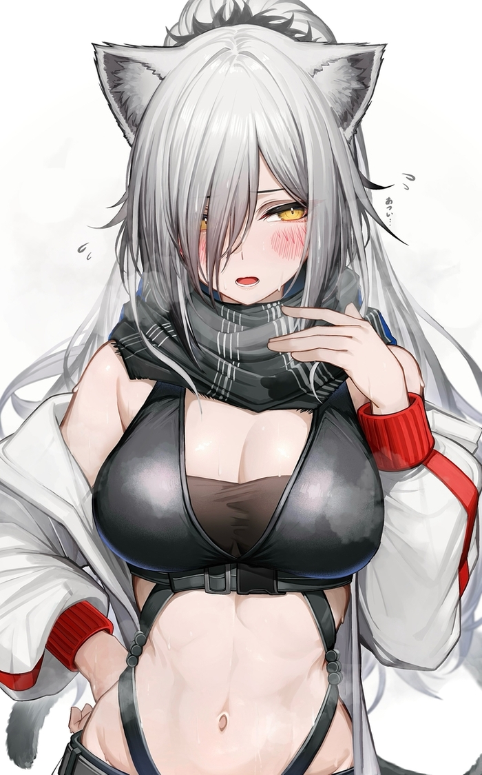 Schwarz , Anime Art, Schwarz, Arknights, Animal Ears