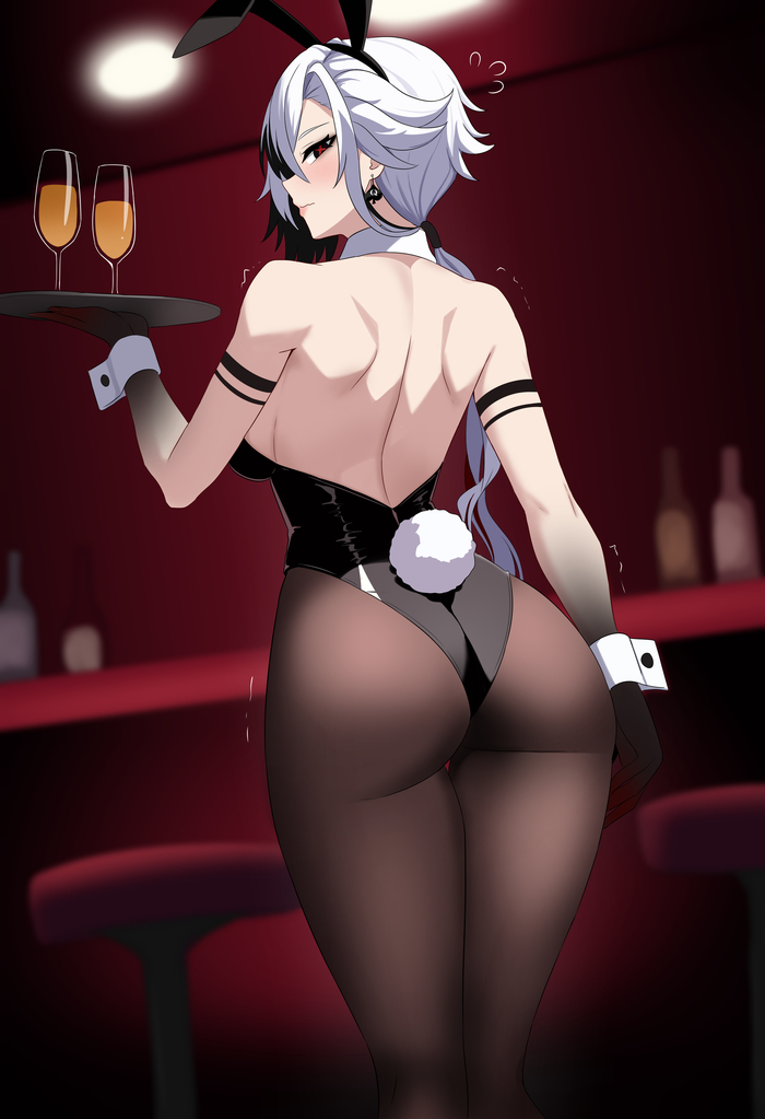 - Genshin Impact, , Anime Art, Arlecchino (Genshin Impact), Bunnysuit, , , 