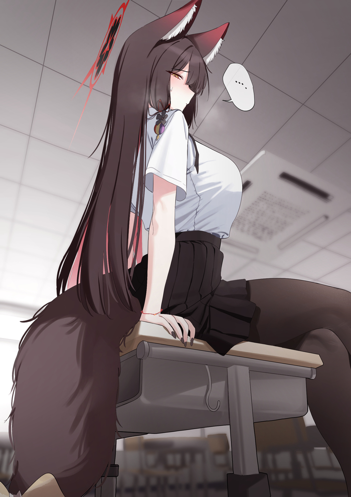 Wakamo Anime Art, , Blue Archive, Kosaka Wakamo, Animal Ears, , 