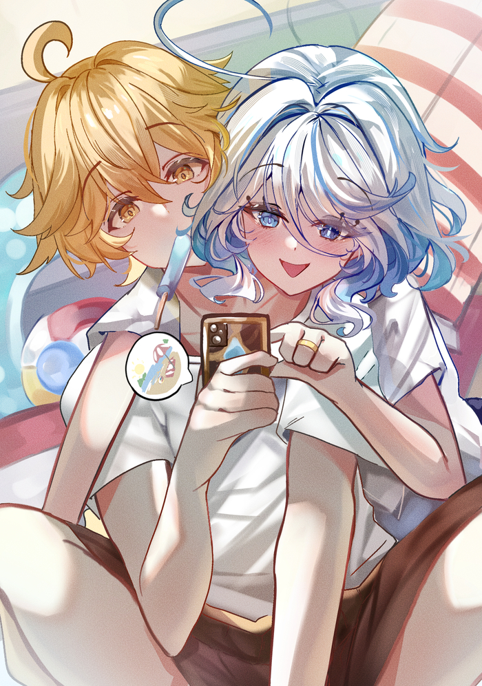   Pixiv, Anime Art, , Genshin Impact, Aether (Genshin Impact), Furina (Genshin Impact)
