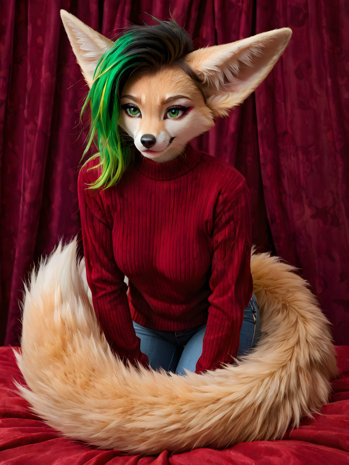    Wolfmks #1833 ,  , Furry Art,  , Stable diffusion 3, Furotica, Furotica female, , Furry fennec