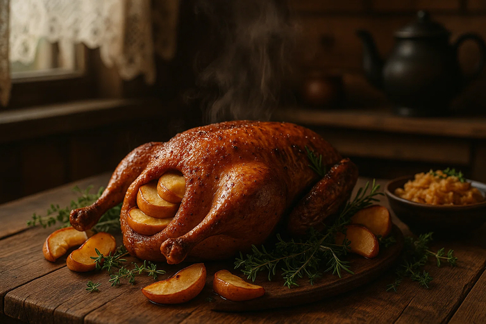 Утка с яблоками по-русски