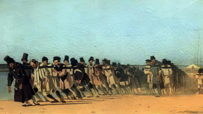 «Бурлаки». Картина В. Верещагина, 1866 год