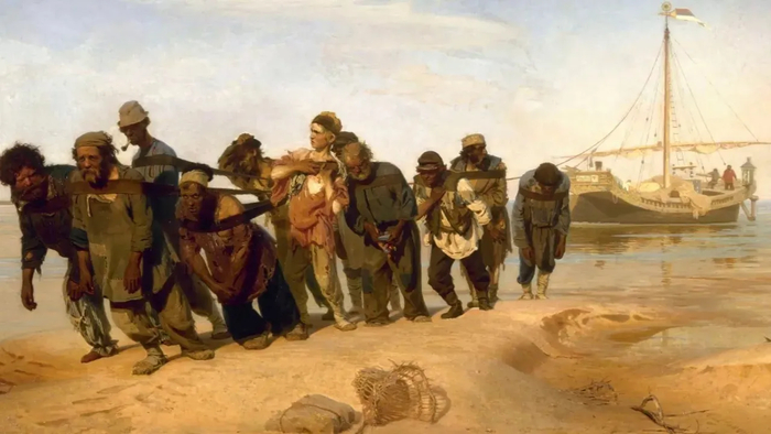 «Бурлаки на Волге». Картина И. Репина, 1873 год