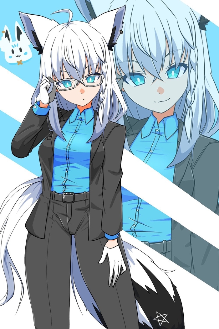 Fubuki , Anime Art, Animal Ears, Shirakami Fubuki, Kurokami Fubuki, Hololive, Virtual YouTuber, 
