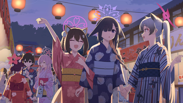  Blue Archive, Chidori Michiru, Oono Tsukuyo, Kuda Izuna, Mizuha Mimori, Kasuga Tsubaki, Isami Kaede, Animal Ears, Anime Art, Game Art, , , , ,  