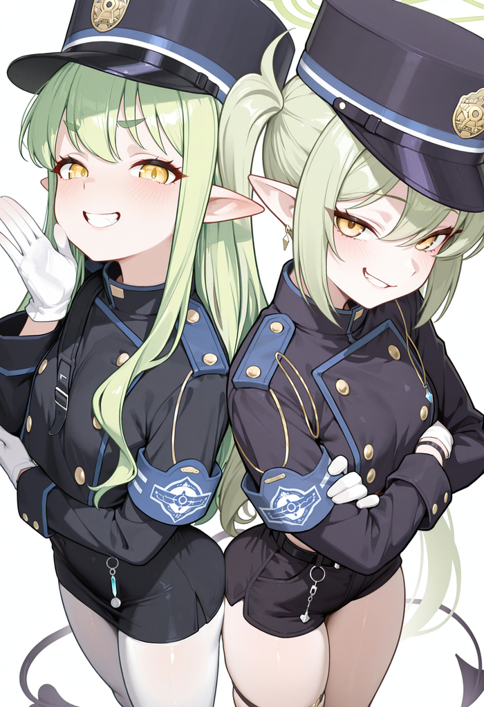Double Trouble , Anime Art, Blue Archive, Tachibana Hikari, Tachibana Nozomi, ,  ,  , Cunny, 