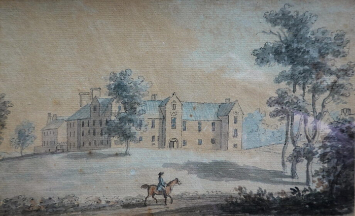 Вид XVIII века на дворец Скоун с двумя дворами, с юго-запада.