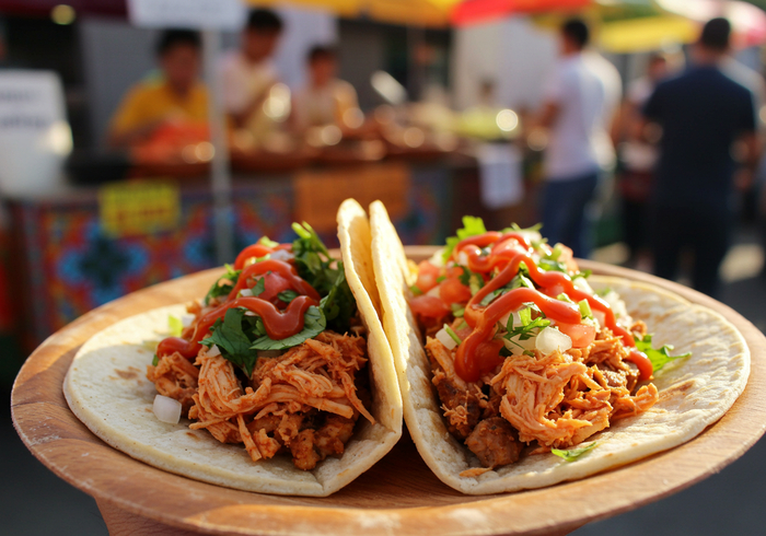 Тако с острым соусом сальса