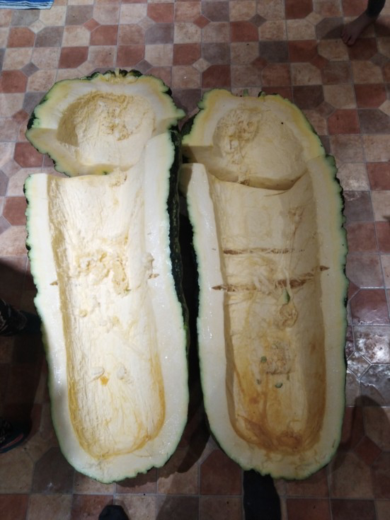 На фото кабачок в разрезе, где видны потенциальные трещины изнутри.