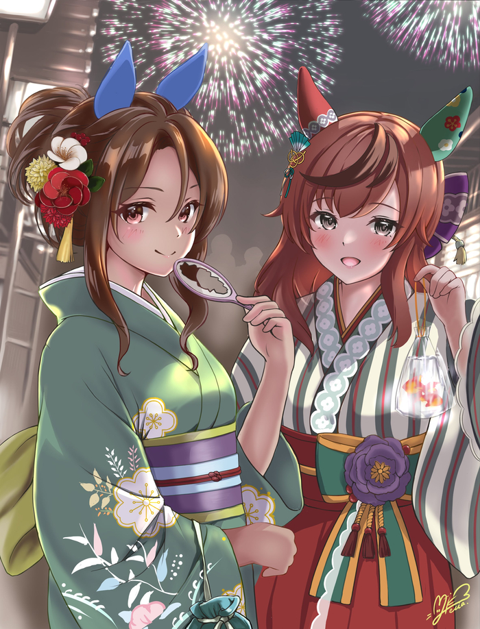 King Halo & Nice Nature , Anime Art, Uma Musume Pretty Derby, King Halo, Nice Nature, Animal Ears, , , Twitter ()