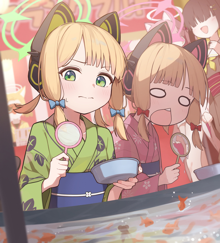   Blue Archive, Saiba Momoi, Saiba Midori, Anime Art, Game Art, , 