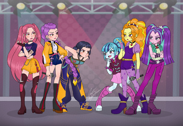 HUNTR/X  Dazzlings My Little Pony, , Ponyart, , , Equestria Girls, Dazzlings, Adagio Dazzle, Aria Blaze, Sonata Dusk