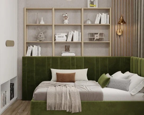 Дизайн интерьера квартиры в ЖК «Ривер Хаус», спальня для мальчика от студии Artum.