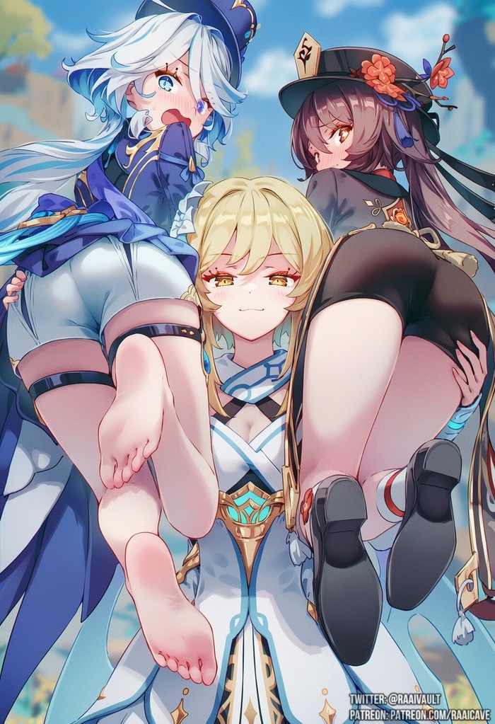       Genshin Impact, , Anime Art, Raaicave, Lumine (Genshin Impact), Furina (Genshin Impact), Hu Tao (Genshin Impact),  ,  , , 