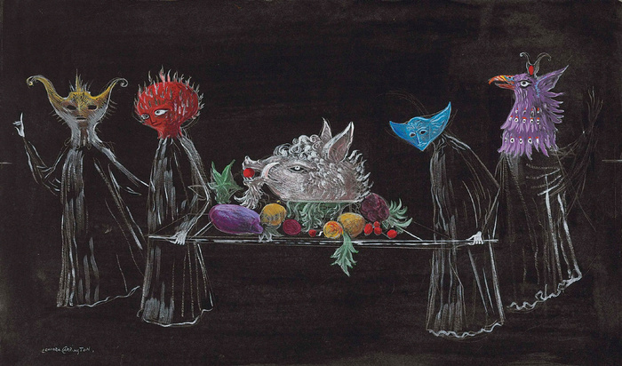 Леонора Каррингтон. Несущие натюрморт. 1957