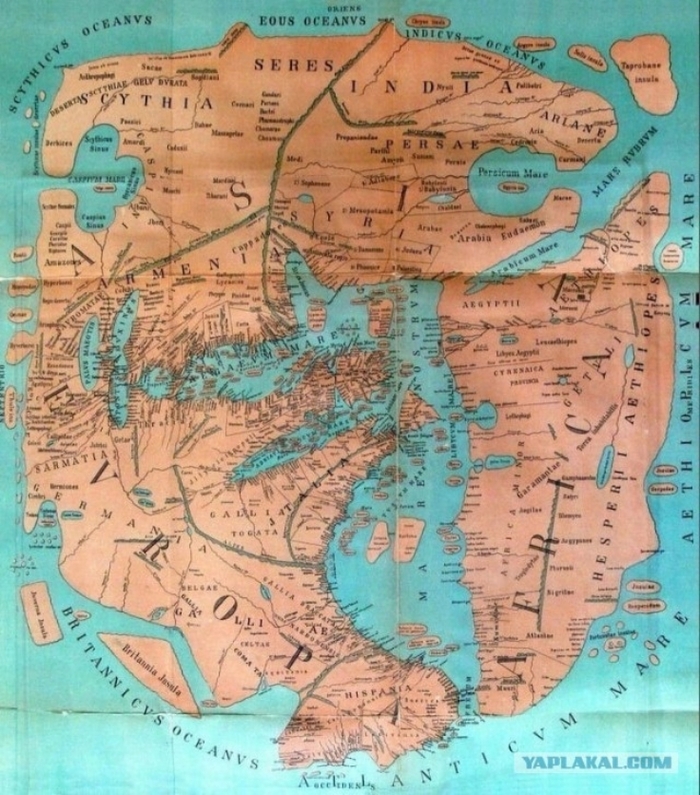 Карта Ойкумены времён легендарной древности 43 г.н.э
