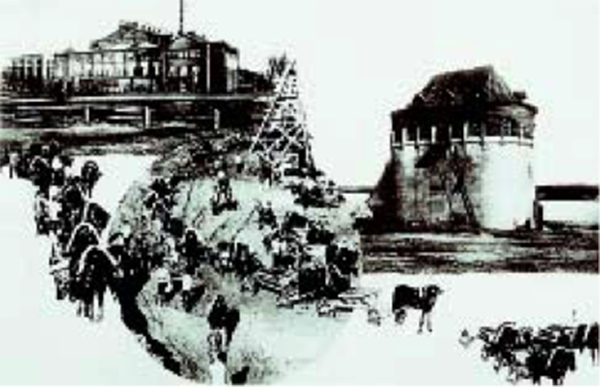 Начало строительства Каширской электростанции (фотомонтаж)