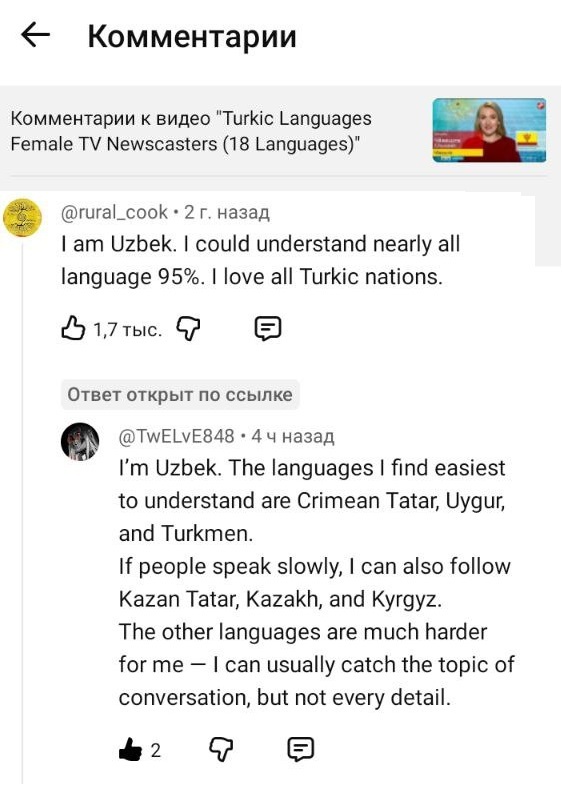 Тюркские языки (взаимопонимание)