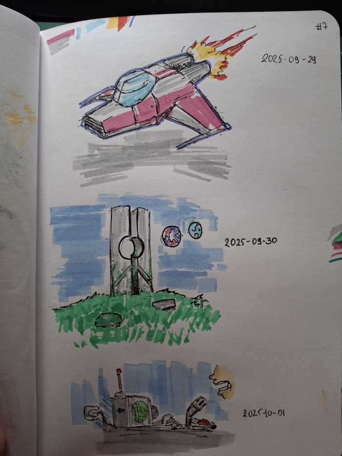 Космический корабль, космический же артефакт и странного вида рация.