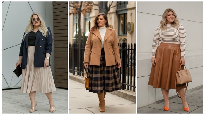 5 трендовых юбок на осень 2025 для женщин PlusSaze, чтобы вытянуть фигуру, скрыть недостатки и подчеркнуть достоинства