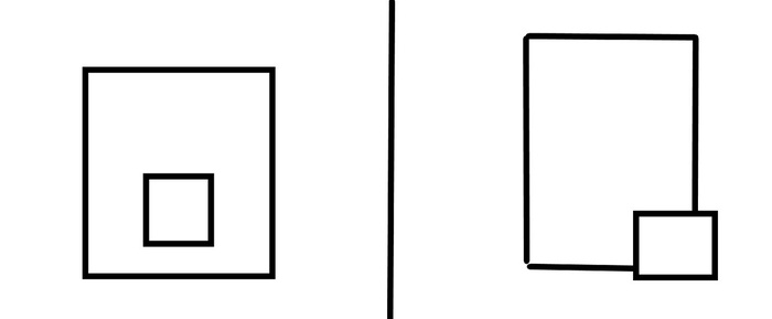 Хэнд мэйд схема расположения дома на участке. Слева вариант, который виделся на местности, если судить по забору. Справа - вариант из выписки ЕГРН.
