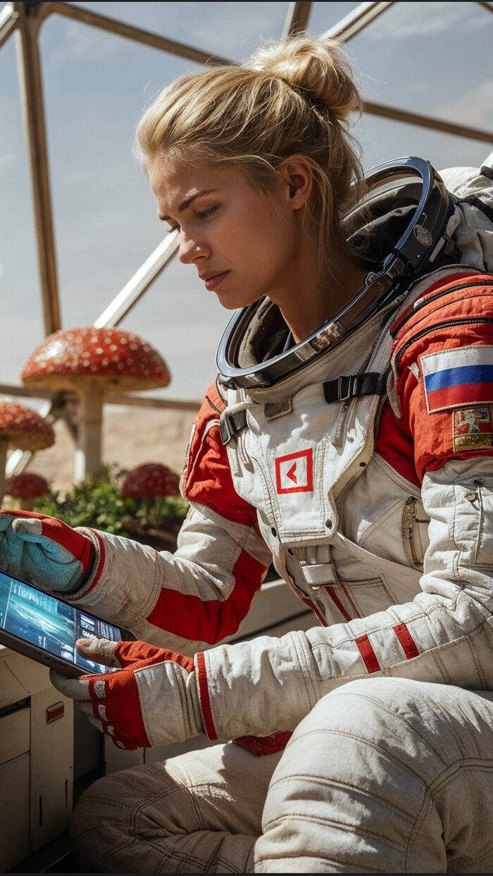 Veo3. Яблони на Марсе? Нет. Русские мухоморы