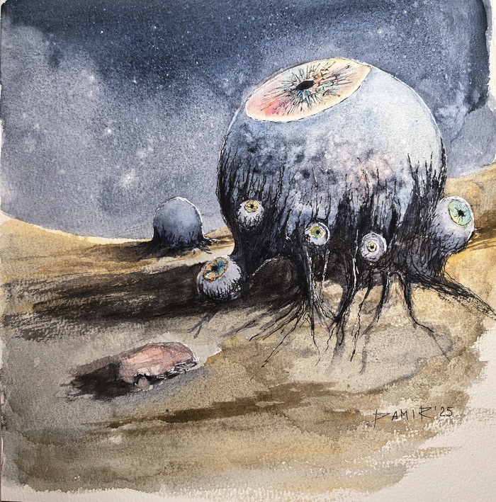 Глазун, акварель, линеры 25x25