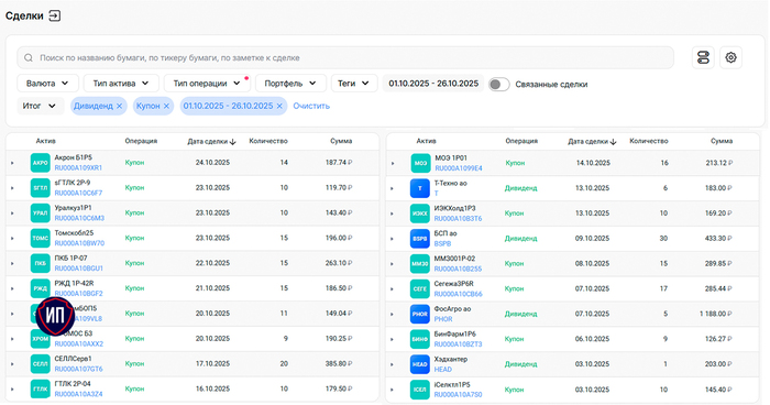 Пассивный доход октября