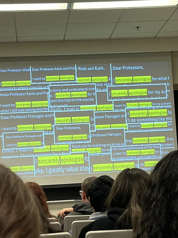 Профессор из Университета Иллинойса показал, что студенты, которых поймали на списывании с помощью ChatGPT, потом использовали ChatGPT, чтобы написать письма с извинениями.