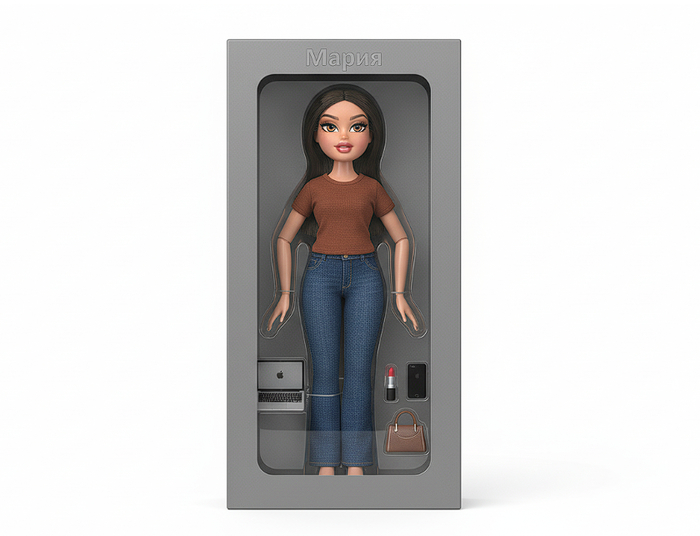 Фигурка в стиле Bratz, cозданная нейронкой Nano Banana