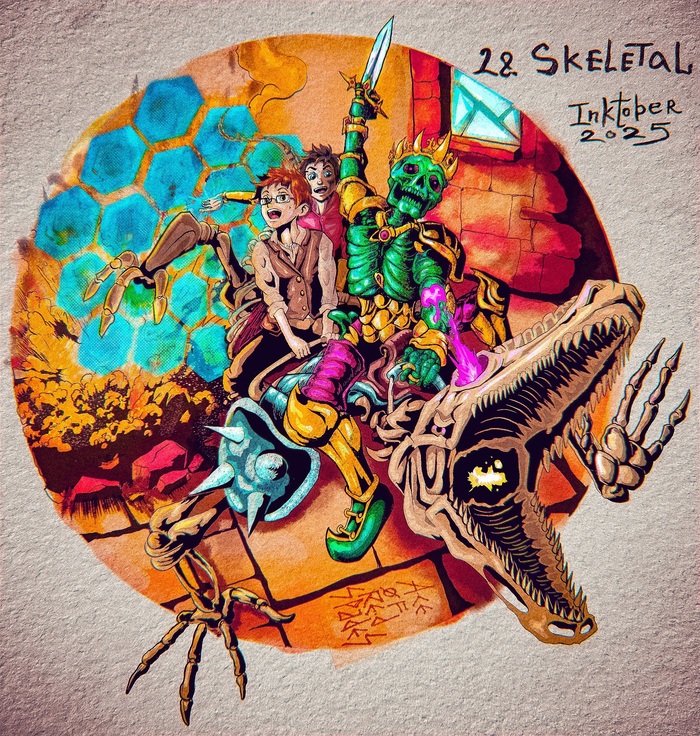 Inktober2025 день 28 Скелетный
